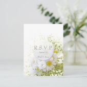 Daisies in Love- bewerkbaar bruiloft boeket RSVP Uitnodiging Briefkaart (Staand voorkant)