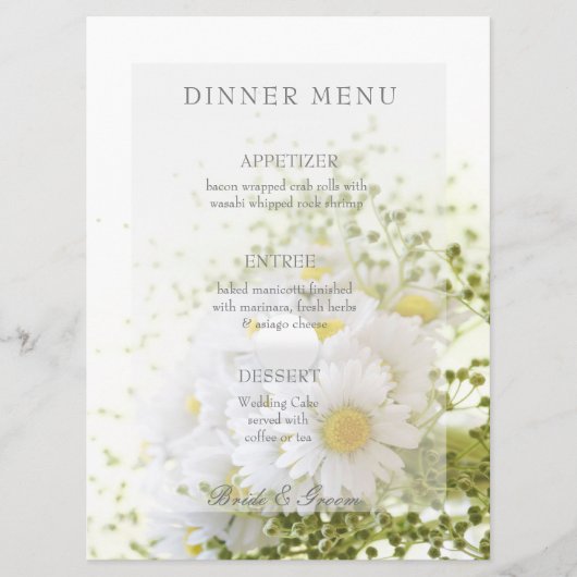 Daisies in Love-Editable Wedding Bouquet menu (Voorkant)