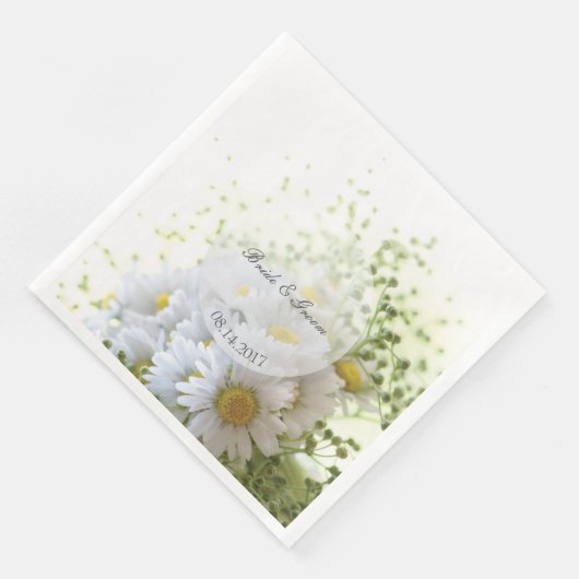 Daisies in Love-Editable Wedding Bouquet Servetten (Hoek)