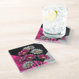 Daisies in Pink and White  Glazen Onderzetter
