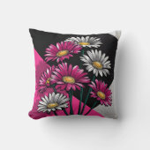 Daisies in Pink and White Throw Cushion Kussen (Voorkant)