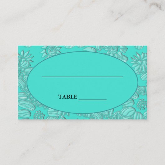 Daisies in Turquoise & Ovale bruiloft Plaatskaartje (Voorkant)
