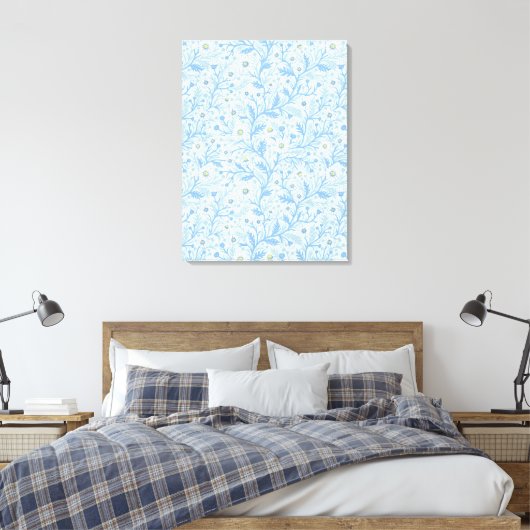 Daisies in white and blue on sea glass canvas afdruk (Insitu (Slaapkamer))