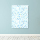 Daisies in white and blue on sea glass canvas afdruk (Insitu (Houten vloer))