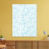 Daisies in white and blue on sea glass canvas afdruk (Insitu (Woonkamer))