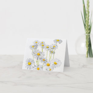 Daisies, inkt en Waterverf, blanco briefkaart