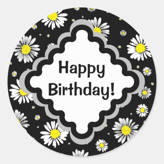 Daisies - Joyeux Sticker Rond Anniversaire (Devant)