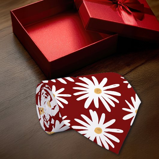 Daisies MaroonPersonaliseer Initiaal Stropdas