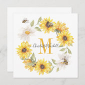 Daisies Monogram Notitiekaartje (Voorkant / Achterkant)