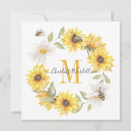 Daisies Monogram Notitiekaartje