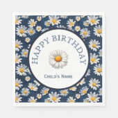 Daisies on Blue Denim Birthday  Servet (Voorkant)
