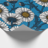 Daisies op blauw cadeaupapier (Hoek)