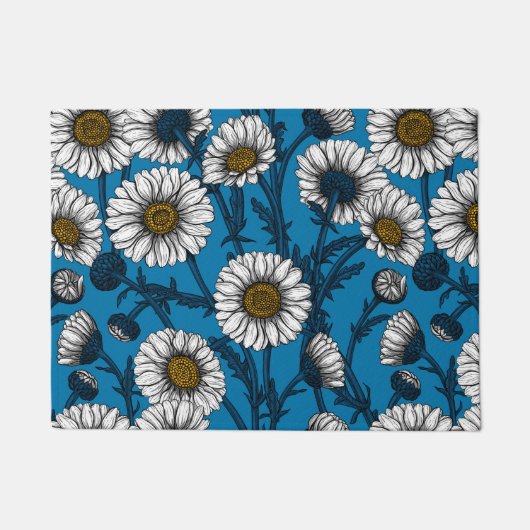 Daisies op blauw deurmat (Voorkant)