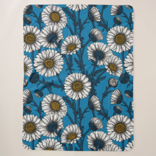 Daisies op blauw sherpa deken