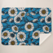 Daisies op blauw sherpa deken (Voorkant (horizontaal))