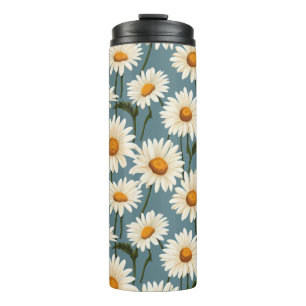 Daisies op blauw thermosbeker