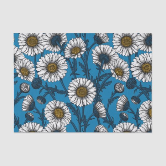 Daisies op blauw tissuepapier (Voorkant)