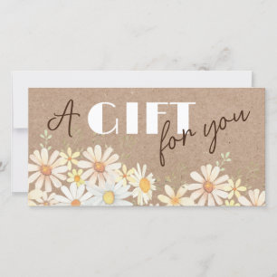 Daisies op faux kraft paper gift certificate