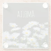 Daisies op Grey Glazen Onderzetter (Achterkant)