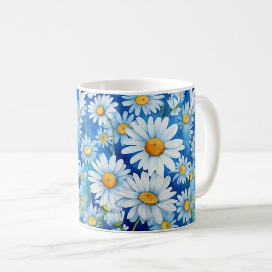 Daisies op het blauw koffiemok (Voorkant rechts)