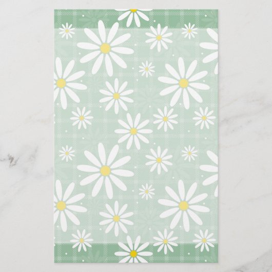 Daisies op Plaid Briefpapier (Voorkant)