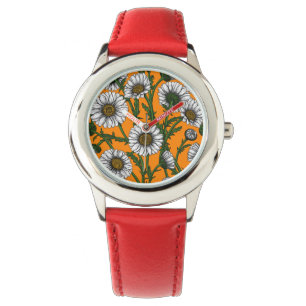 Daisies op sinaasappel horloge