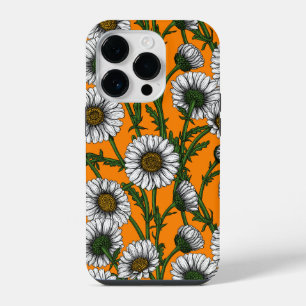 Daisies op sinaasappel iPhone 14 plus hoesje