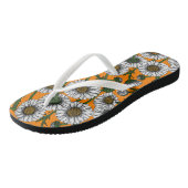 Daisies op sinaasappel teenslippers (Schuin)