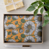 Daisies op sinaasappel tissuepapier (Geschenk)