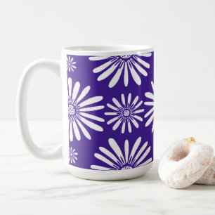 Daisies Paarse White Floral Pattern Koffiemok