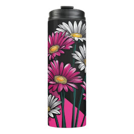 Daisies Pink and White Thermal Tumbler Thermosbeker