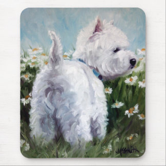 daisies plukken - west highland shier mousepad muismat