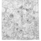 Daisies prairie gris clair motif rideau de douche (Devant)