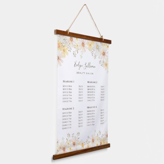 Daisies Price List Hanging Tapestry Hangend Wandkleed (Gebogen)