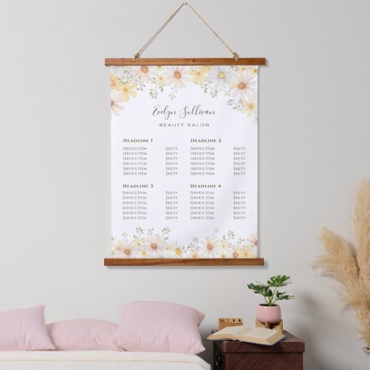Daisies Price List Hanging Tapestry Hangend Wandkleed (Slaapkamer)