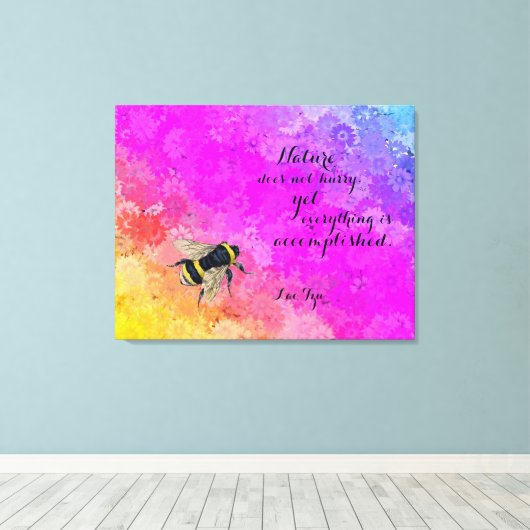 Daisies Regenboog Kleuren & Bumblebee - Lao Tzu Qu Canvas Afdruk (Insitu (Houten vloer))