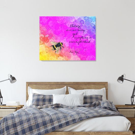 Daisies Regenboog Kleuren & Bumblebee - Lao Tzu Qu Canvas Afdruk (Insitu (Slaapkamer))