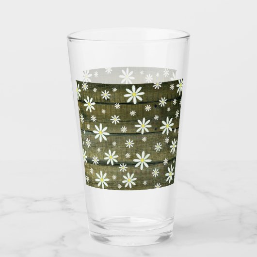 Daisies Rustic Barn Board Daisy Flower Glas (Voorkant)