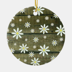Daisies Rustic Barn Board Daisy Flower Keramisch Ornament
