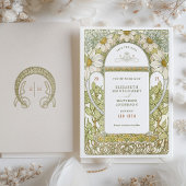 Daisies Save the Date Art Nouveau Mucha Kaart