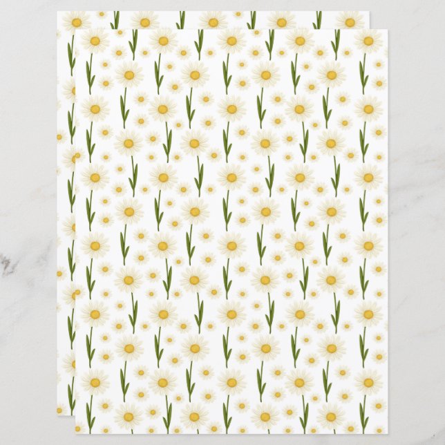 Daisies Scrapbook Paper (Voorkant / Achterkant)
