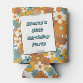 Daisies Seventies 70's Retro 50th Birthday Photo Blikjeskoeler (Achterkant)