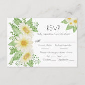 Daisies Waterverf Floral Script Wedding RSVP Kaartje (Voorkant)