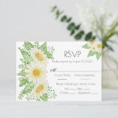 Daisies Waterverf Floral Script Wedding RSVP Kaartje (Staand voorkant)