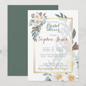 Daisies White Floral Gold Bridal Shower Invitation (Devant / Derrière)