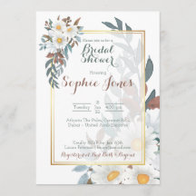 Daisies White Floral Gold Bridal Shower