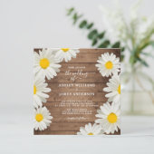  Daisies White Floral Rustic Wood Wedding Kaart (Staand voorkant)