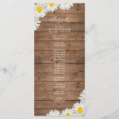 Daisies White Floral Rustic Wood Wedding Programma (Achterkant)