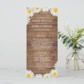 Daisies White Floral Rustic Wood Wedding Programma (Staand voorkant)