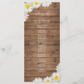  Daisies White Floral Rustic Wood Wedding Programma (Achterkant)
